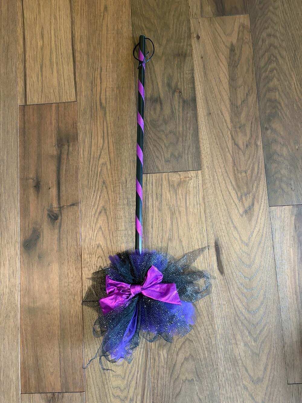 Spirit Halloween Witch Broom 33 Inch Black Purple Tulle Costume Prop
